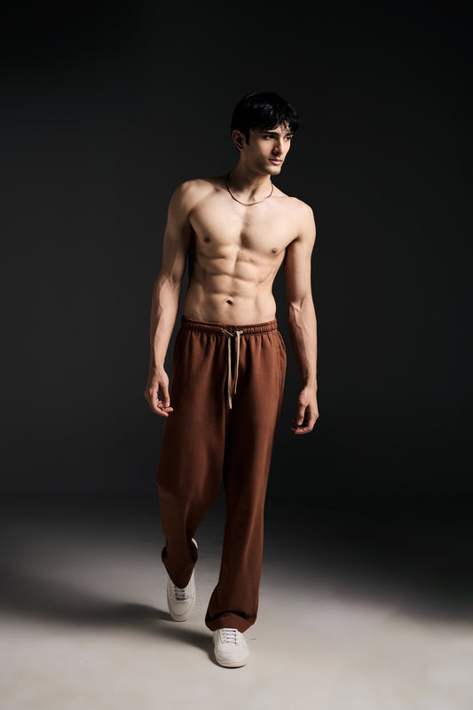 Brown Straight Fit Pants