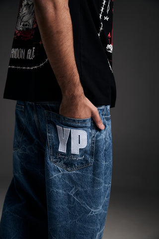 Static blue jeans