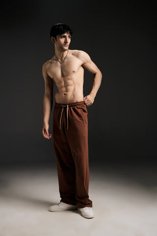 Brown Straight Fit Pants