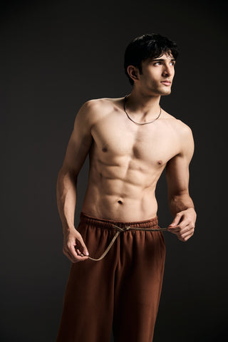 Brown Straight Fit Pants