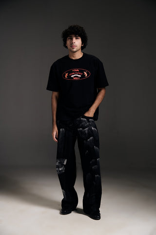 Dragon Tee & Black Tie Die Denim