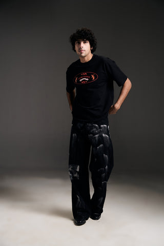 Dragon Tee & Black Tie Die Denim