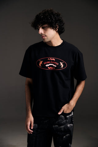 Dragon Tee & Black Tie Die Denim
