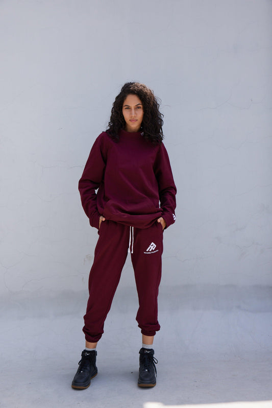 Maroon Round-Collar Jumper - Young Pumped
