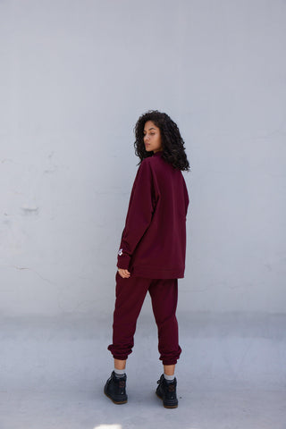 Maroon Round-Collar Jumper - Young Pumped